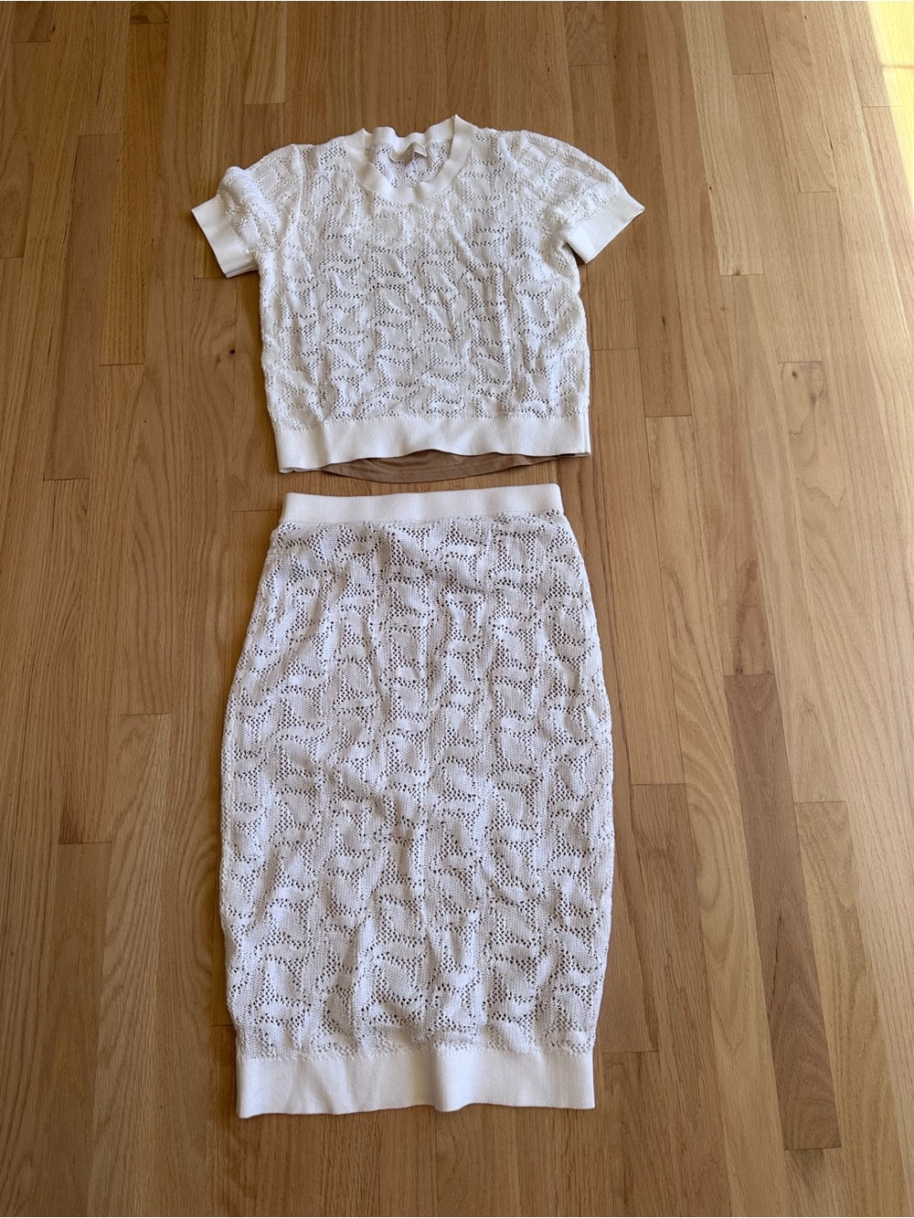 MICHAEL Michael Kors Cream Openwork Knit Two-Piece Skirt Set